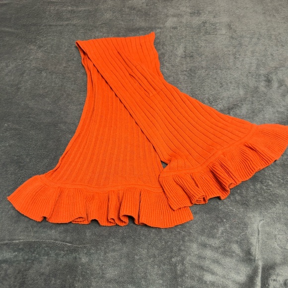 Orange Ruffled Knit Scarf - Picture 2 of 4